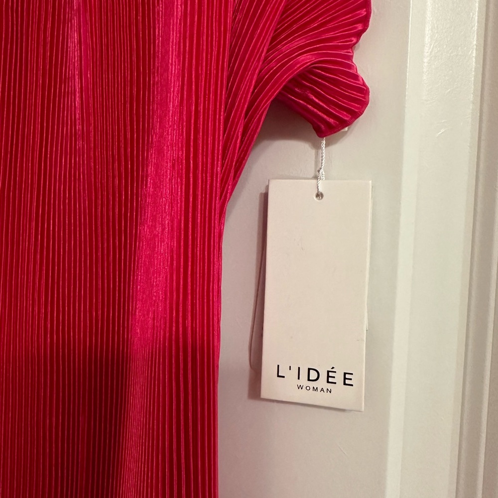Anthropologie L’IDEÉ Soirée pleaded halter neck side slit dress 👗 - Picture 8 of 9